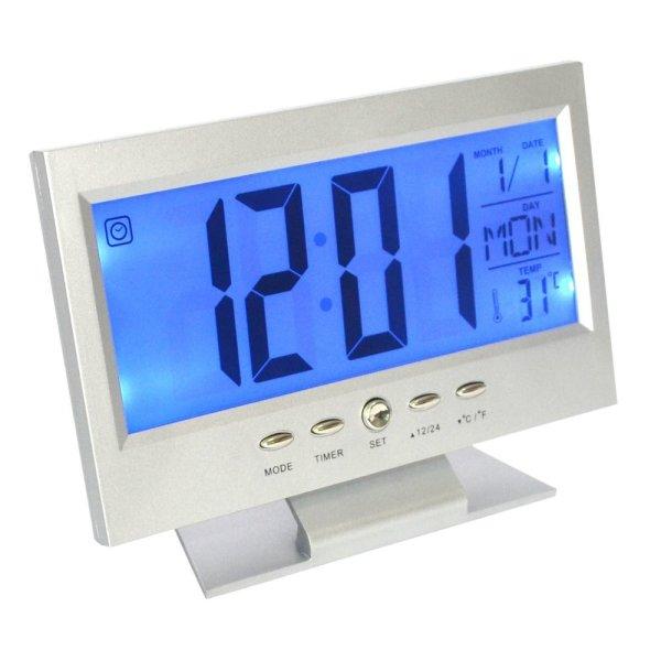 Hangra/tapsra működő LCD kijelzős asztali óra (BBL)