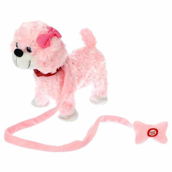 Sétáló, zenélő rózsaszín kutya -
pórázzal vezethető kutyus (BBJ)