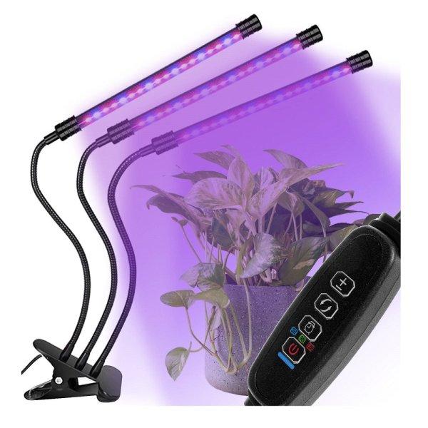Flexibilis csíptethető-, és állítható 3 karos LED
növénynevelő lámpa - 3 világítási
móddal, 9 állítható fényerősséggel (BBV)