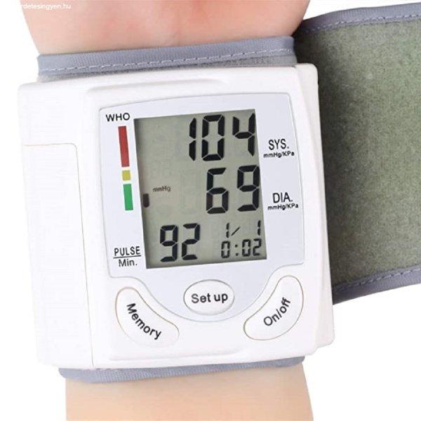Digitális vérnyomás- és pulzusmérő csuklóra
nagyméretű LCD kijelzővel (BBL)