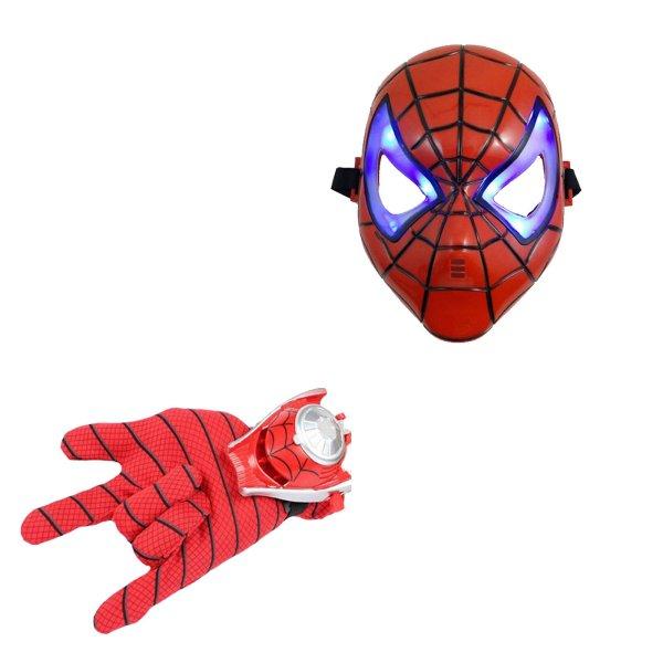 Szett IdeallStore® kesztyű indítóval és LED maszkkal, Spiderman Gear,
univerzális méret, piros