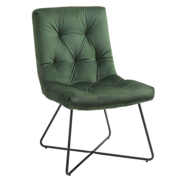Kárpitozott szék poliészter / fém, 55x75x90cm, zöld / fekete