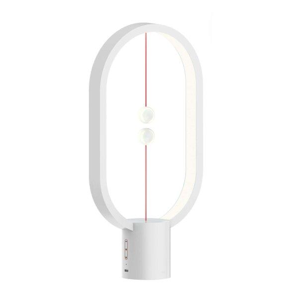 Környezeti LED lámpa, minimalista design, ellipszis alakú, meleg/hűvös
fény a kellemes hangulatért, akkumulátorral, ABS anyag, 5V USB Type-C, Fehér