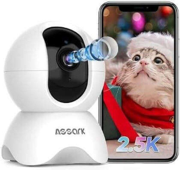 Assark Háziállat Kamera Telefonos Alkalmazással 5MP, Beltéri Kamera 2.5K,
Otthoni Biztonsági Kamera 360°-os Látószöggel