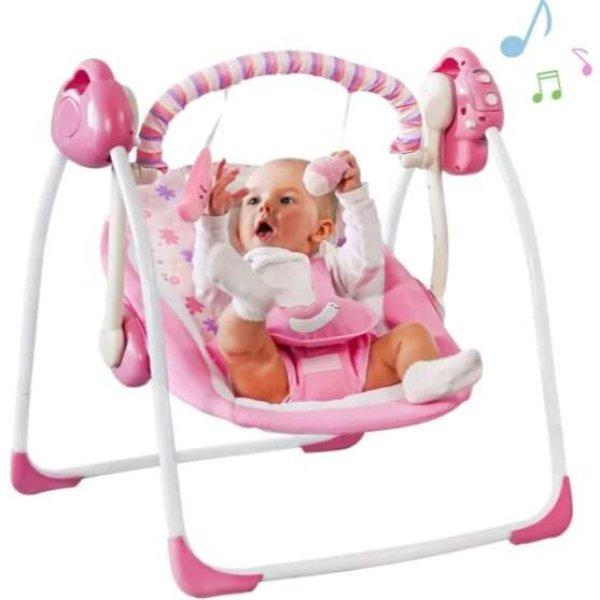 Hordozható pihenőszék , baba hinta , önműködő ringató funkcióval
,rózsaszín