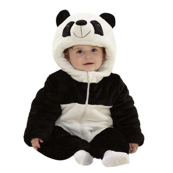Baba prémium plüss Kigurumi overál - Panda #fekete-fehér