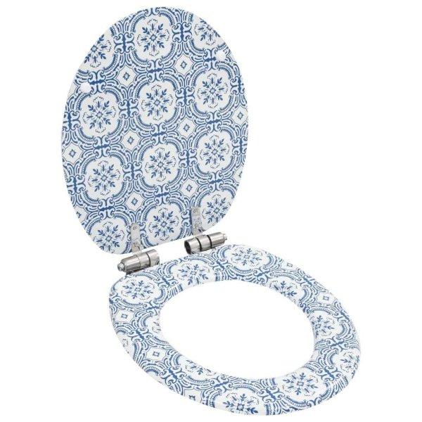 vidaXL MDF WC ülőke lassan csukódó fedéllel - Porcelán #kék-fehér