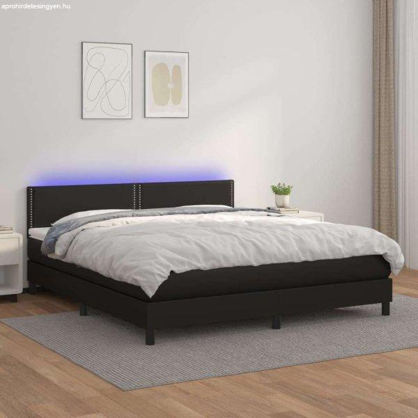 vidaXL fehér műbőr rugós ágy matraccal és LED-del 180x200 cm