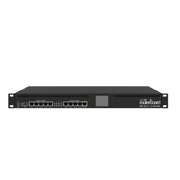 Mikrotik RouterBOARD - RB3011UIAS-RM (3011UiAS 10x gigabites LAN porttal, 1xSFP,
1xPoE ki, USB, LCD, rackbe szerelhető)