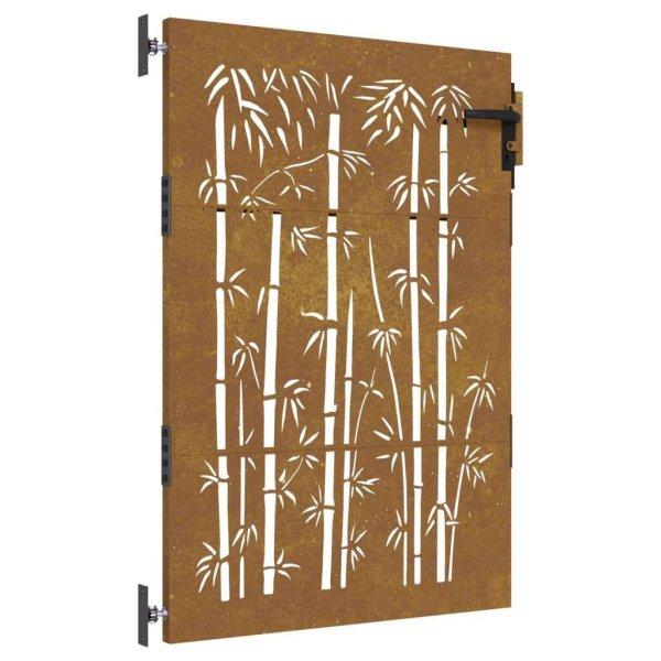 Bambuszmintás corten acél kerti kapu 85 x 150 cm