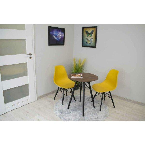 Skandináv stílusú asztal, Mercaton, kerek, MDF és fa, rusztikus barna, 60x73
cm, 60x73 cm