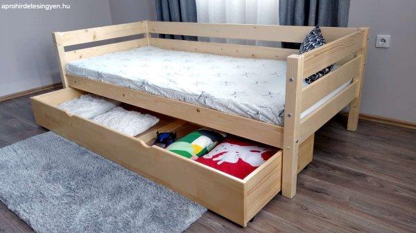Luis kanapé ágy tároló dobozzal natur lakk, ajándék ágyráccsal,90x200 cm