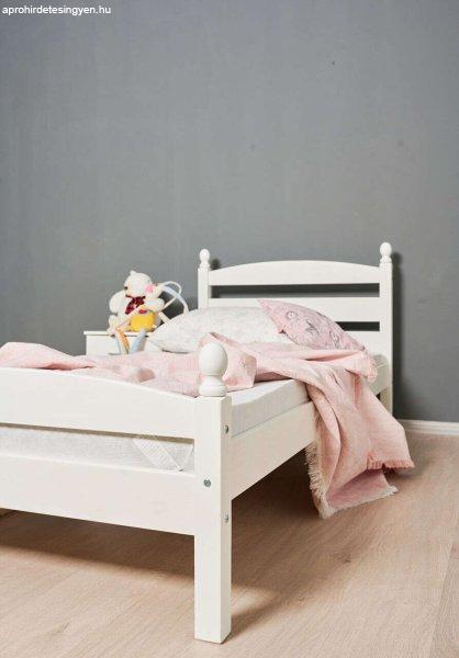Bianca egyszemélyes fenyő ágy matraccal, 90x200 cm - Fehér