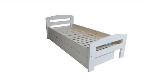 Serena fenyő ágy, tároló dobozzal, 1 személyes, 90x200 cm - Matt Fehér