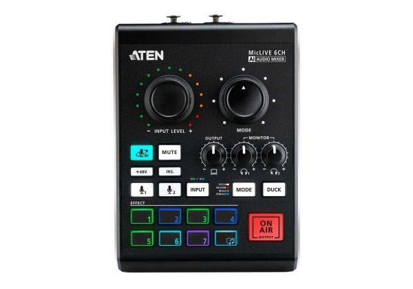 ATEN UC8000 Podcast AI Audio Mixer | MicLIVE 6CH Fekete UC8000-AT
