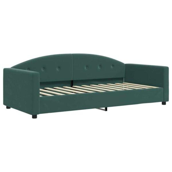 Sötétzöld bársony kanapéágy 90x200 cm