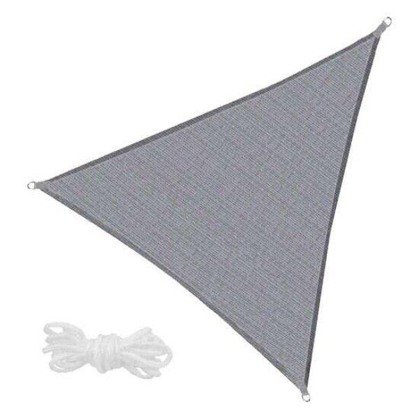 Springos lombkorona napellenző, háromszög alakú, rögzítőzsinórokkal,
táska, fémgyűrűk, szürke, 5x5x5 m