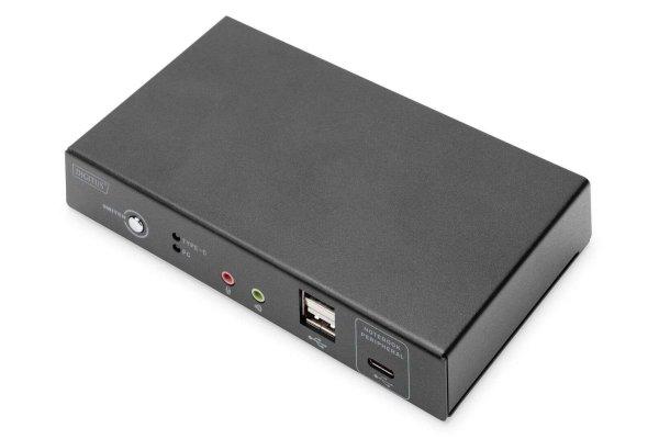 Digitus KVM Switch, 2 Port, 4K30Hz, USB-C/USB/HDMI in, HDMI out Fekete DS-12901