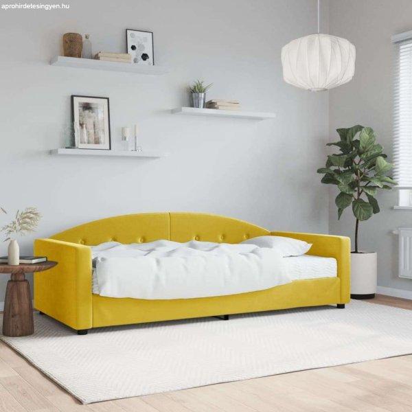 vidaXL sárga bársony heverő matraccal 90 x 200 cm