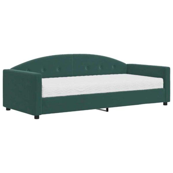 Zöld bársony heverő matraccal 90 x 200 cm