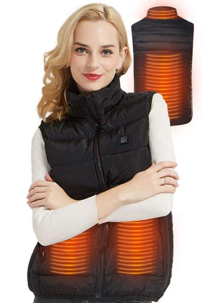 Dollcini, elegáns fűthető női mellény, téli mellény, USB fűtési
rendszerrel, Szélálló elektromos szigetelt kabát, Fekete, 401221