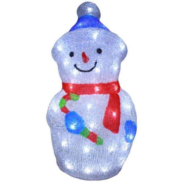 Kültéri dekoráció lámpákkal, Akril hóember, 50 LED, termék mérete 45cm,
8 játék fény, tápkábel 3m, HB-116