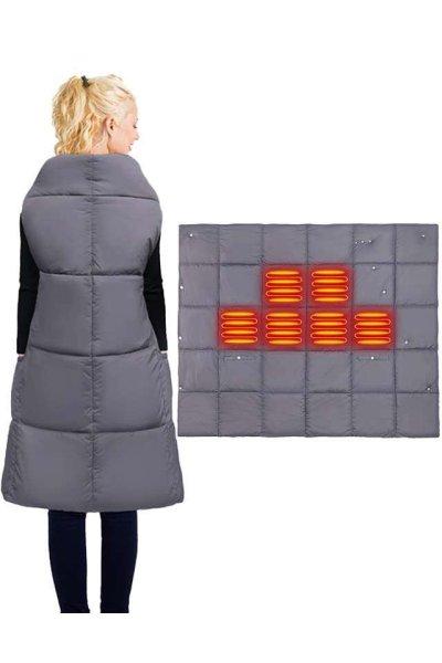 Dollcini, elegáns meleg női mellény, téli mellény, USB fűtési rendszerű
szélálló elektromosan szigetelt kabát, alkalmas kültéri utazásra és
irodai használatra 433181 Szürke