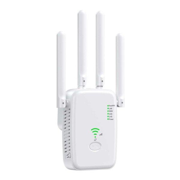 Urlant Wi-Fi WLAN Jelerősítő Repeater, 2,4GHz Wi-Fi, LAN/WAN Ethernet port,
WPS, 300Mbps, 4 antenna, fehér