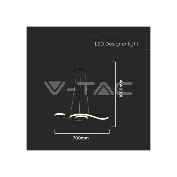 V-TAC 18W Fekete violinkulcs csillár, meleg fehér, 125 Lm/W - SKU 8020