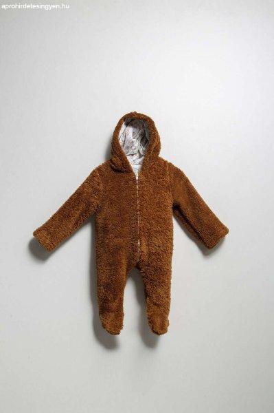 Fogó baba téli plüss overall, cipzárral bélelt, barna (méret: 3-6
hónapos)
