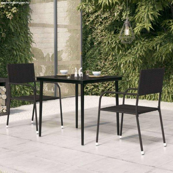 Fekete acél és üveg kerti étkezőasztal 80 x 80 x 74 cm