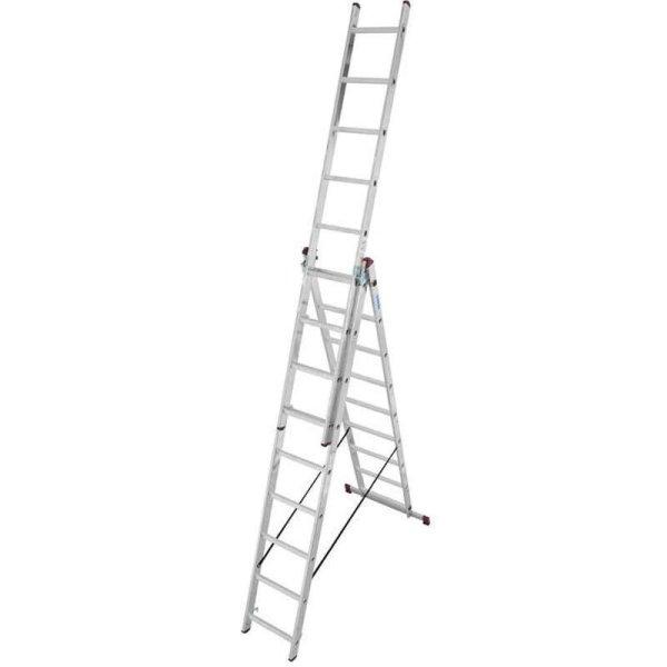 KRAUSE CORDA multifunkcionális létra, 3x9 lépcsőfok, szintező funkció,
alumínium, munkamagasság 6,20 m
