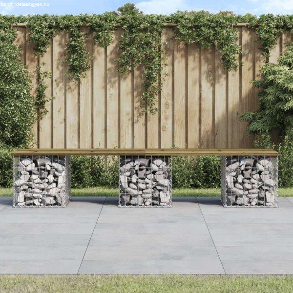 vidaXL impregnált fenyőfa gabion kerti pad 203 x 44 x 42 cm