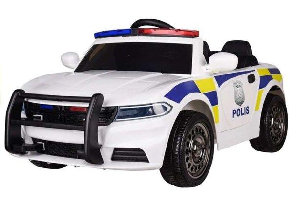 Rendőrautó 12V Elektromos kisautó fehér színben 2,4GHz szülői
távirányítóval, nyitható ajtókkal,EVA kerekekkel 3772