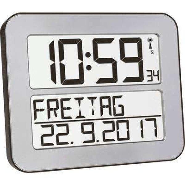 Digitális rádiójel vezérelt fali óra 258 x 212 x 30 mm, ezüst/fekete, TFA
60.4512.54