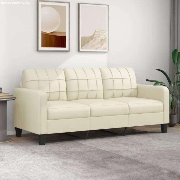 vidaXL 3 személyes krémszínű műbőr kanapé 180 cm