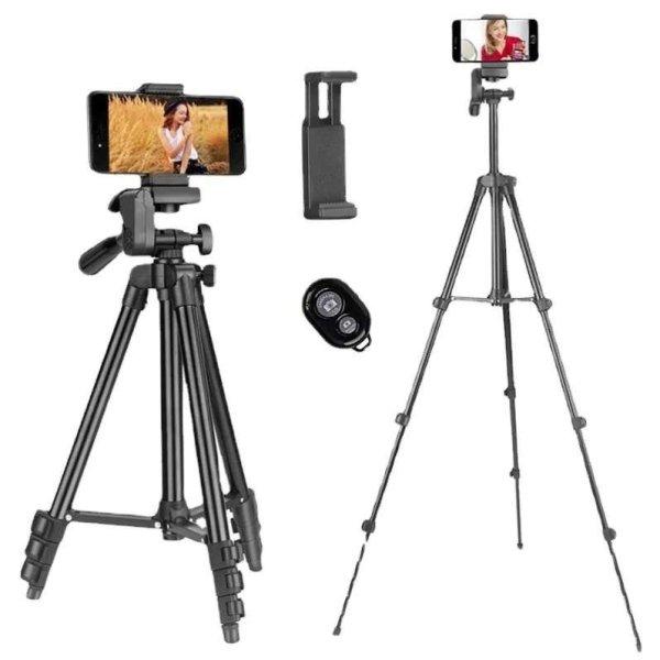 Vlogging Készlet YouTube, TikTok Videókhoz, Kompatibilis Fotókamerával,
Okostelefonnal, Állítható Magasságú 40-140 cm-es Alumínium Tripoddal,
Mikrofonnal, LED Lámpával, Állítható Telefon Tart