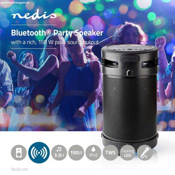 NEDIS Charge 5 hordozható akkus hangfal prémium hangzás TWS funkció
sorolható és párosítható Bluetooth® Party Boombox SPBB350BK 3.5 óra 4.1
210 W AUX USB IP45 RGB LED fények nagy teljesítményű hangfal
