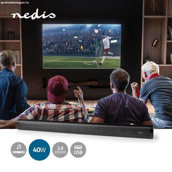 NEDIS Soundbar BLUETOOTH hangfal LCD TV kihangosító és hangzás javító
aktív hangszóró 2.0 DSP Programok 40 W 1x 3.5 mm 1x Coax Audió 1x Optikai 1x
USB 1x HDMI ARC-vel) hangprojektor SPSB200BK 