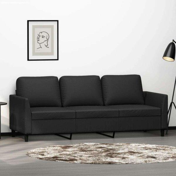 vidaXL 3 személyes fekete műbőr kanapé 180 cm