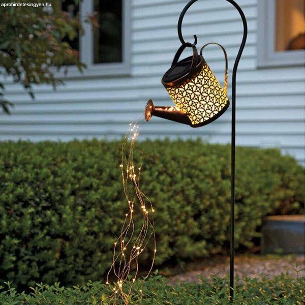 Napelemes locsolókanna világítás, leszúrható kerti dekor lámpás
