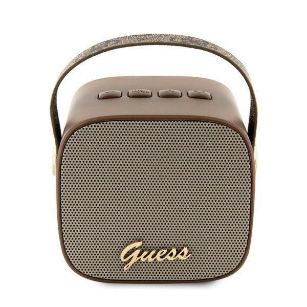 Guess Bluetooth hangszóró GUWSB2P4SMW hangszóró mini barna/hajlított 4G
bőr Script logó szíjjal