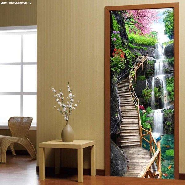 Dekoratív matrica beltéri ajtóhoz, 2 lap öntapadó matrica, teljes méret 78
x 200 cm, lépcsők a vízesés modelljéhez, prémium, eredeti ajánlatok