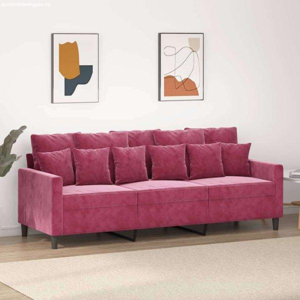 vidaXL 3 személyes bordó bársony kanapé 180 cm