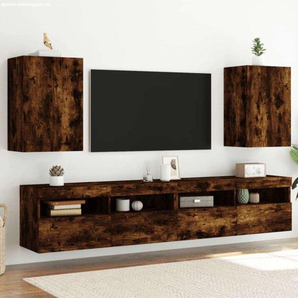 vidaXL 2 db füstös tölgy színű szerelt fa TV-szekrény 40,5x30x60 cm