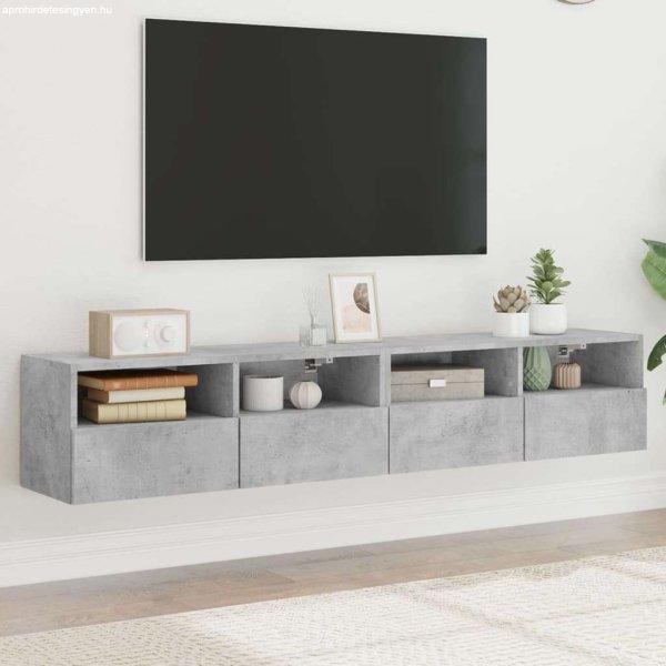 vidaXL 2 db betonszürke szerelt fa fali TV-szekrény 80 x 30 x 30 cm