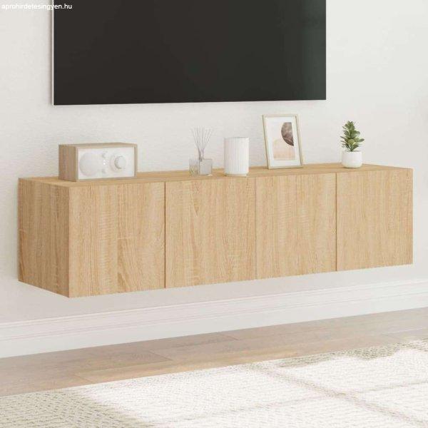 vidaXL 2 db sonoma-tölgy színű fali TV-szekrény LED-del 60x35x31 cm