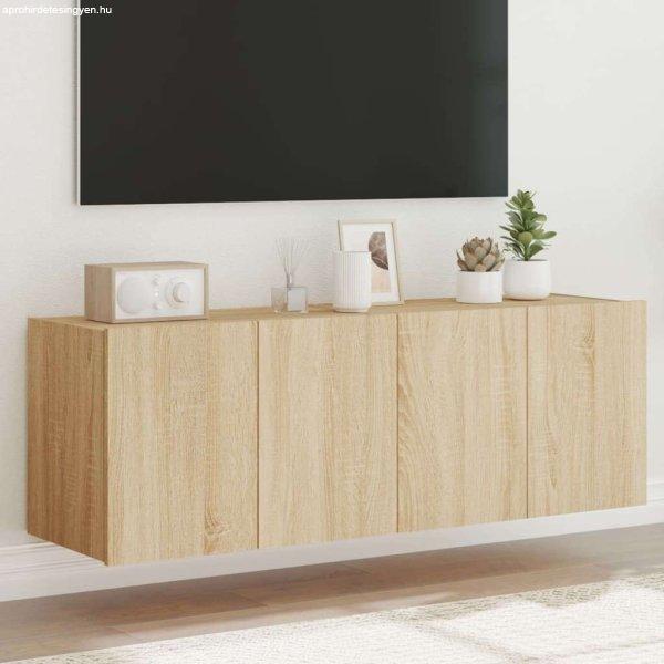 vidaXL 2 db sonoma-tölgy színű fali TV-szekrény LED-del 60x35x41 cm