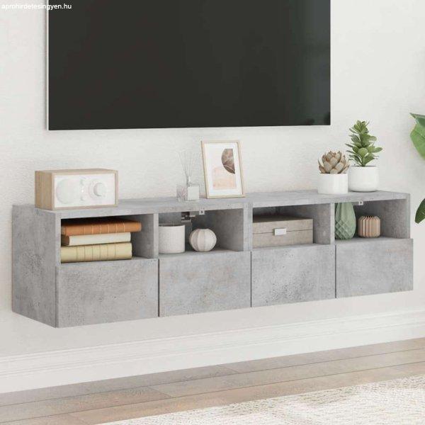 vidaXL 2 db betonszürke szerelt fa fali TV-szekrény 60x30x30 cm