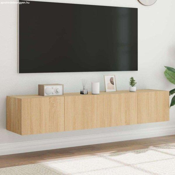 vidaXL 2 db sonoma-tölgy színű fali TV-szekrény LED-del 80x35x31 cm